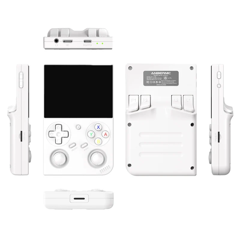 Consola Anbernic RG35XX Pro blanca con accesorios incluidos