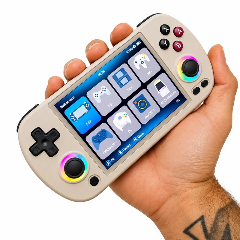 Consola portátil retro Anbernic RG40XXH con juegos clásicos en español